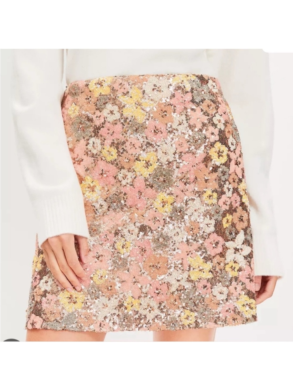 LOFT Sequin Floral Skirt Dress